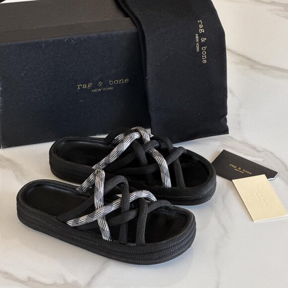 Rag & Bone Kris Rope Sandals Black (Size 38 / US 8) - Picture 1 of 13